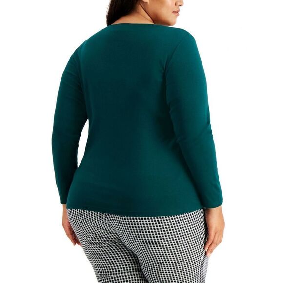 Karen Scott Long-Sleeve Top Spruce Night XL - Picture 3 of 5